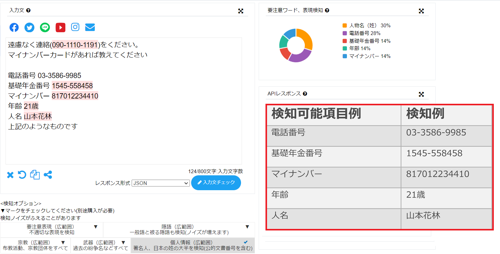 個人情報オプション